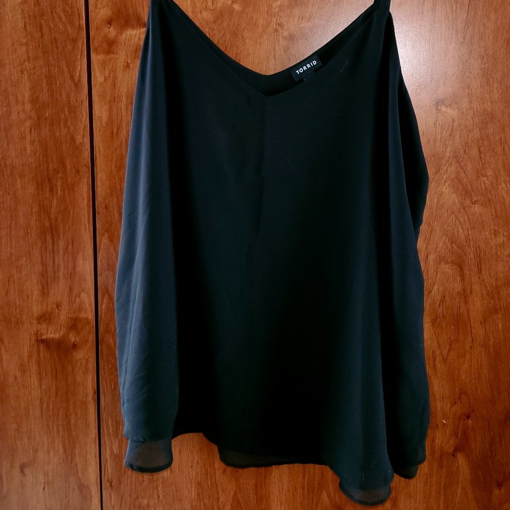 TORRID Black Chiffon Double Layer Swing Cami